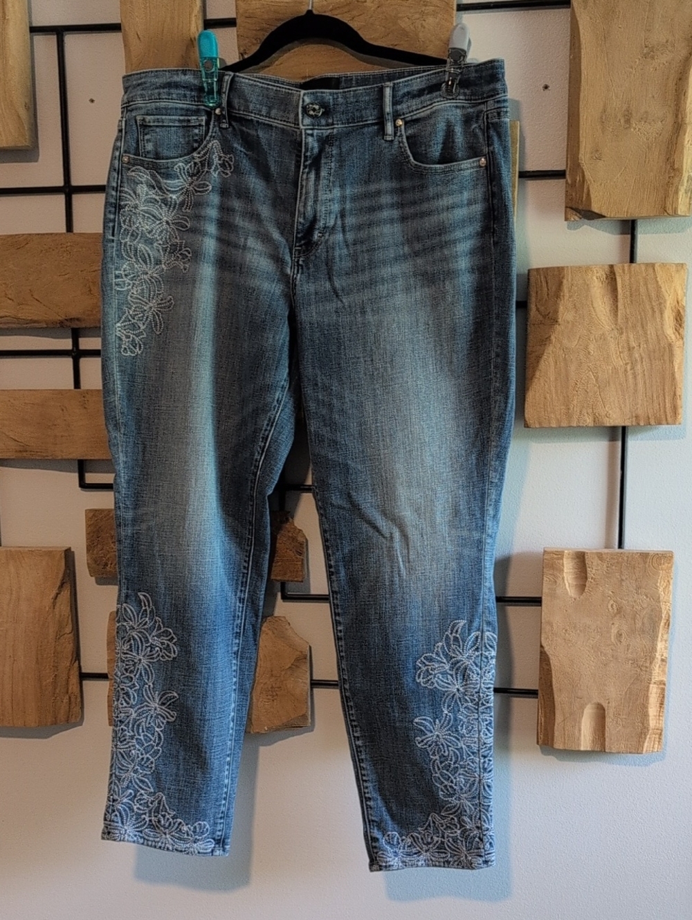 White House Black Market Embroidered Girlfriend Jeans